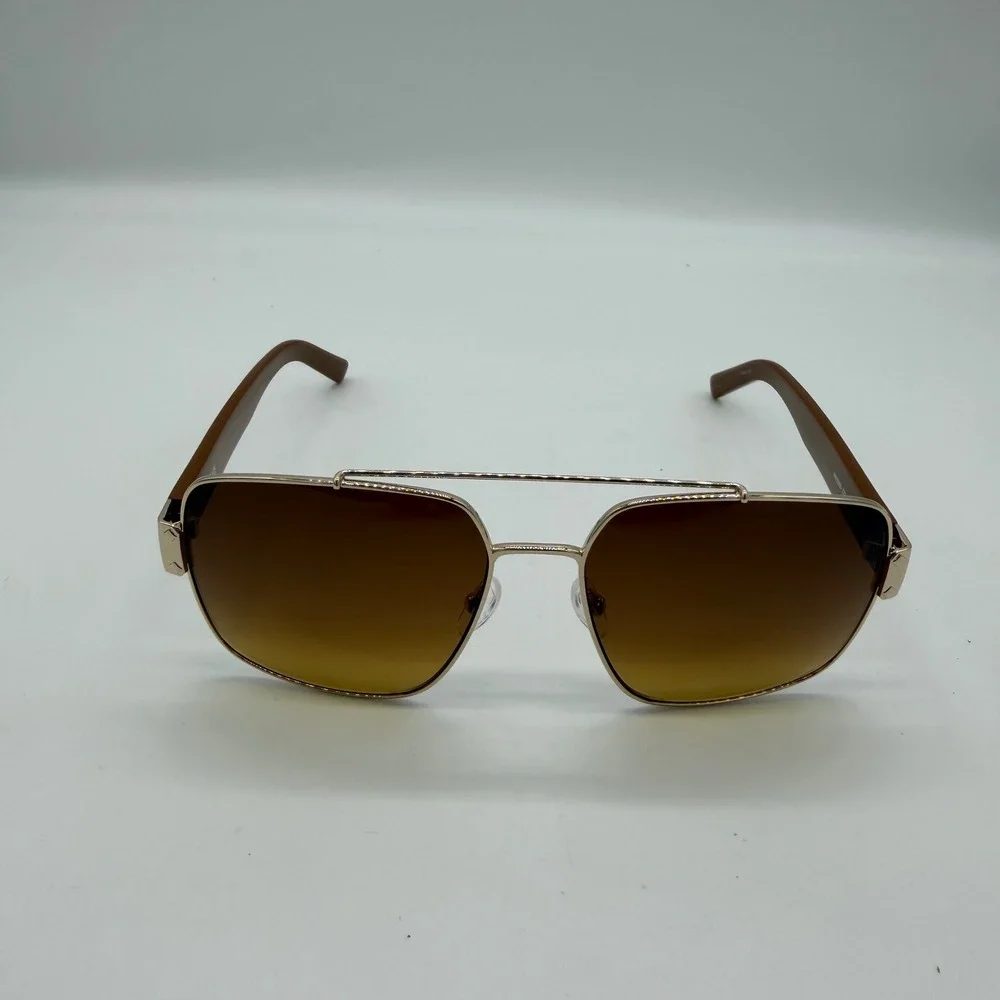 MCM MW0008 32F Gold Brown Square Navigator Sunglasses with Crossbody Case New
